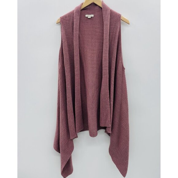 Ann Taylor LOFT Womens One Size Ribbed Open Front Draped Sweater Vest in Mauve - Picture 1 of 5